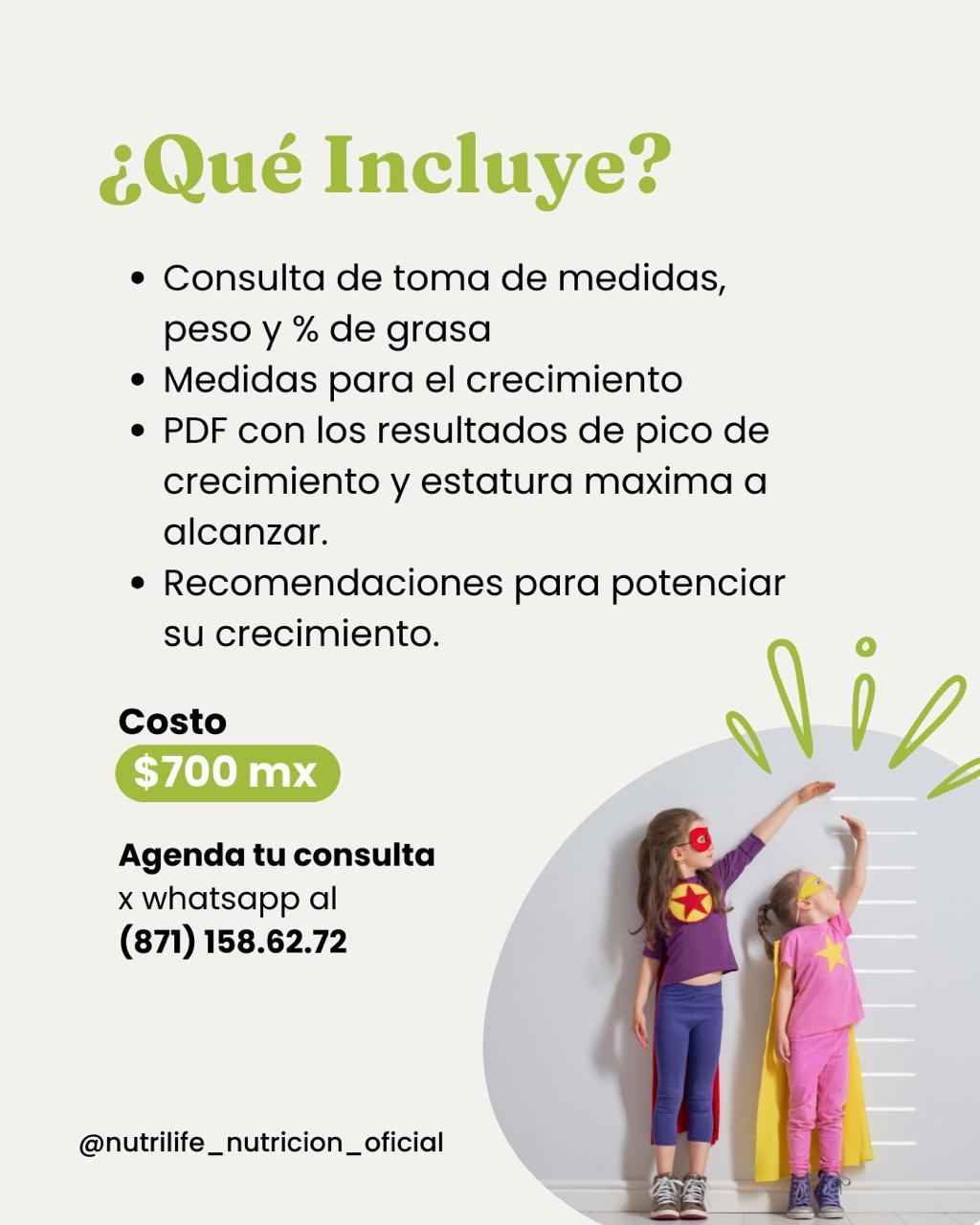 Consulta de crecimiento para niños, niñas, adolescentes y deportistas.